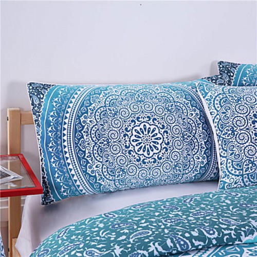 LuxuryBedding Crystal Arrays Duvet Quilt Cover Blue Printed Bedspread 3Pcs New Arrivals