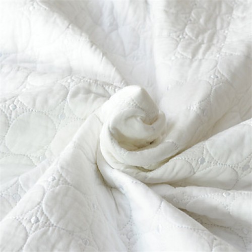 3PC Quilt Sets Full Cotton Pure White Jacquard 92"W*106"L